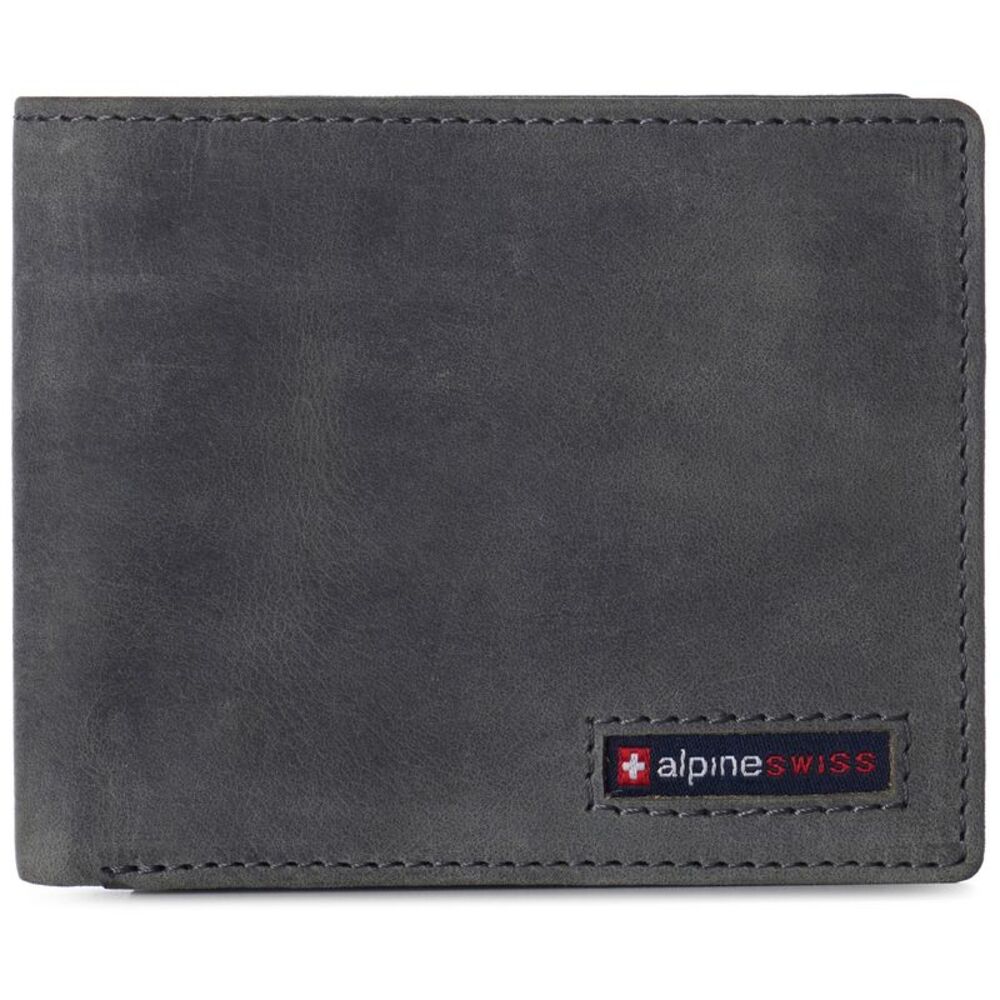 Alpine Swiss Mens Commuter RFID Bifold Wallet 2 ID Windows Divided Bill Section